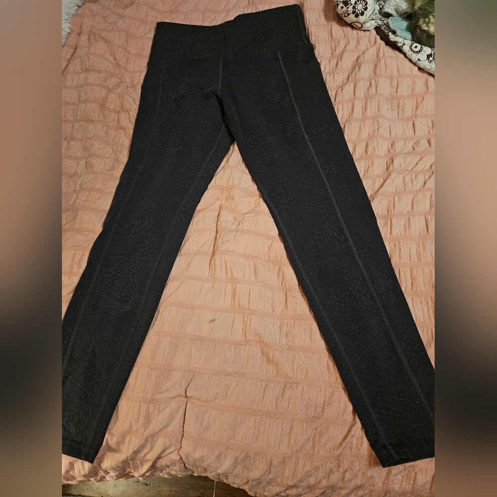 Black Green Patterned Fitness Exercise Leggings Spats Yoga BJJ Jiu Jitsu Boxing